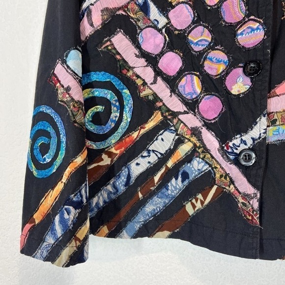 Embroidered Jacket Patchwork Black Artsy Boho Small - Picture 5 of 8